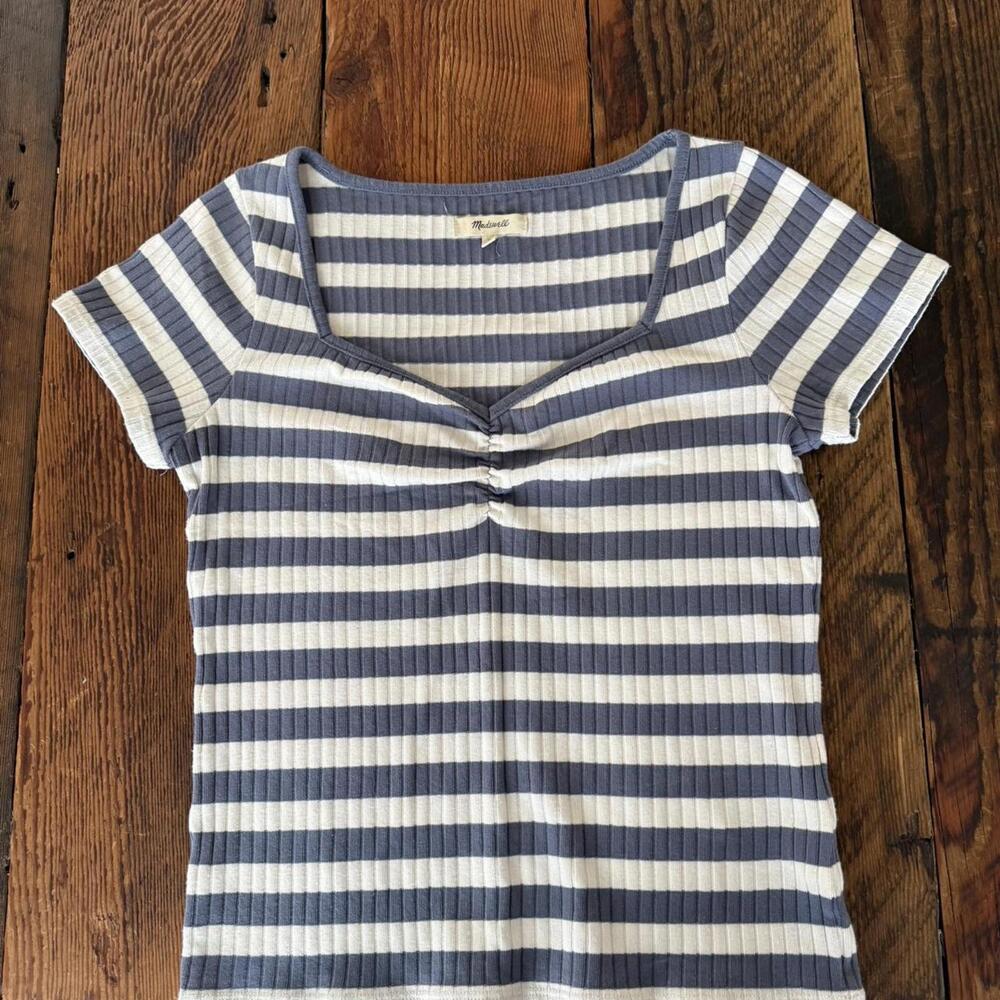 Blue and white striped Madewell top